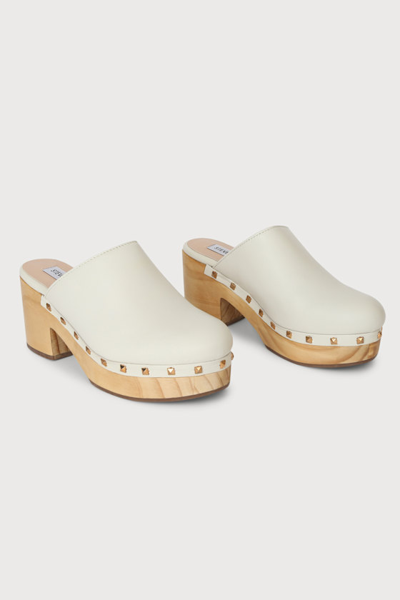Brooklyn Bone Studded Leather Clogs 3