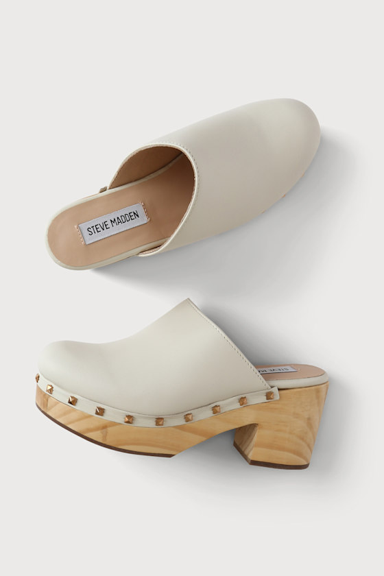 Brooklyn Bone Studded Leather Clogs 4