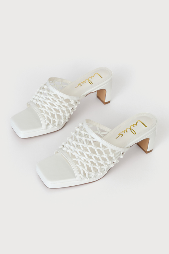 white slides with heel