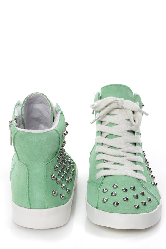 mint green suede shoes
