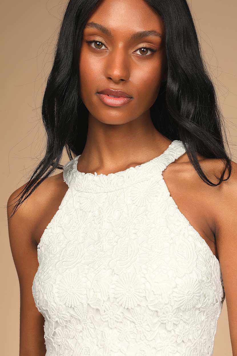 crochet lace halter dress Crochet Midi Halter Dress