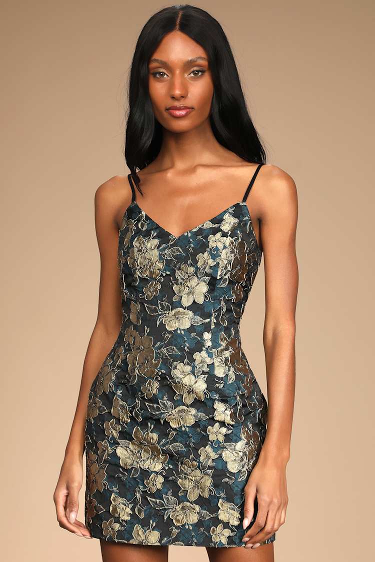 Jackline Floral Jacquard Mini Dress