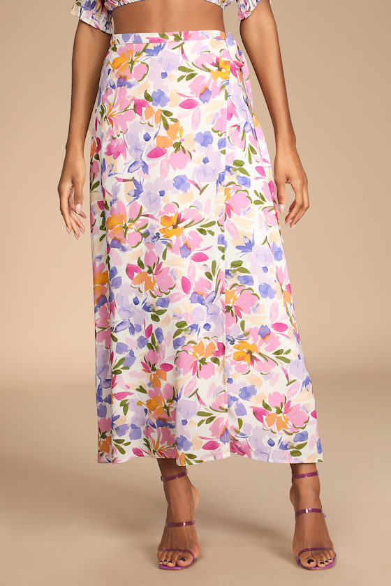 Summer Sweetness White Floral Multi Wrap Midi Skirt 1