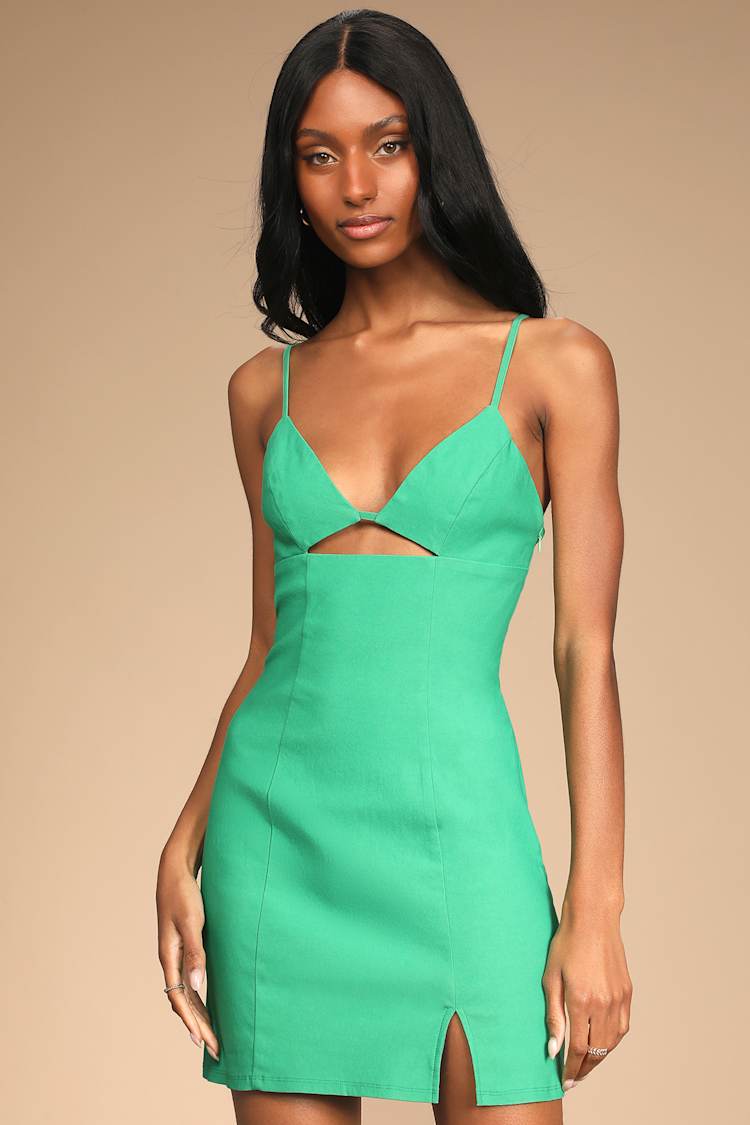 Feeling My Figure Green Cutout Bodycon Mini Dress
