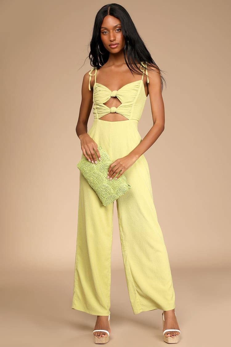 Light Green Jumpsuit - Knotted Jumpsuit - Wide Leg Jumpsuit - Lulus