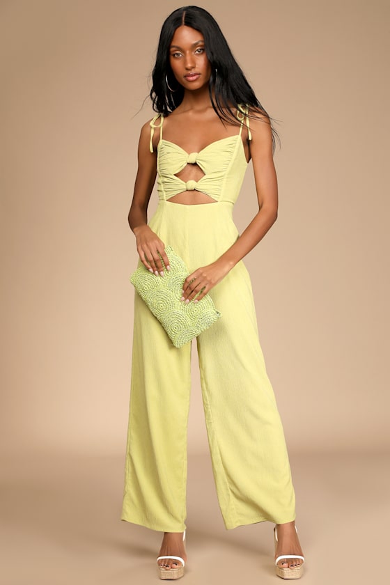 Good Press Light Green Knotted Wide Leg Jumpsuit 3