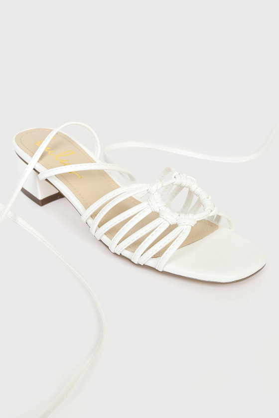 Janiyana White Lace-Up High Heel Sandals 2
