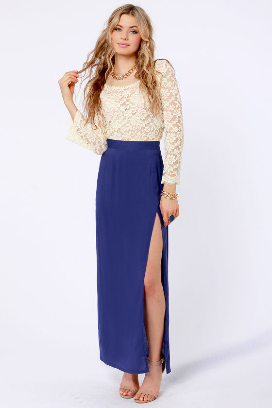 royal blue maxi skirts