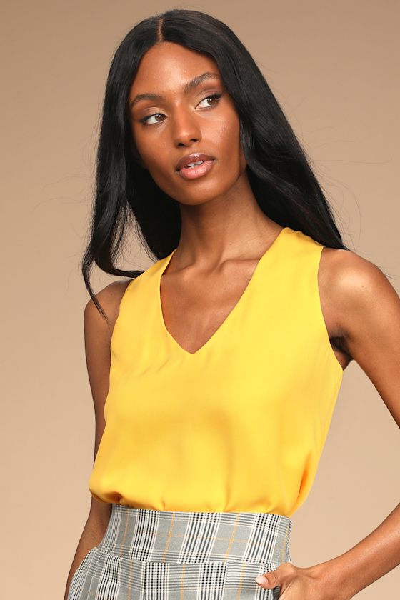 Always Popular Tangerine Yellow V-Neck Tank Top 4