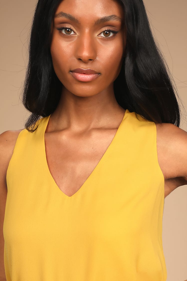 v neck mustard top