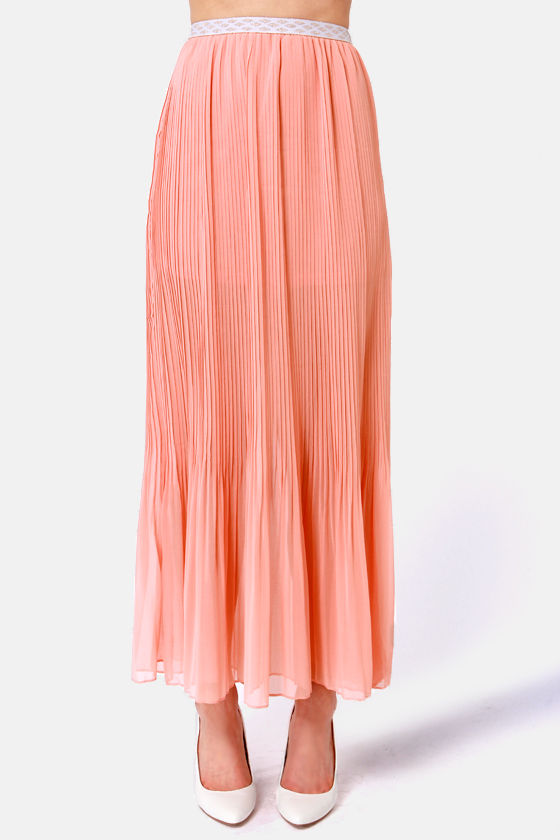Peach Pleated Skirt-Waist 28 main image 1