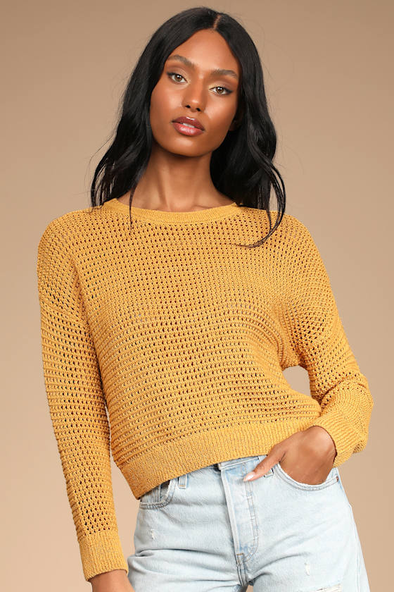 Dreams of Spring Mustard Yellow Loose Knit Sweater 2