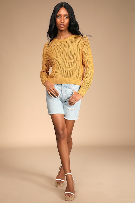 Dreams of Spring Mustard Yellow Loose Knit Sweater 6