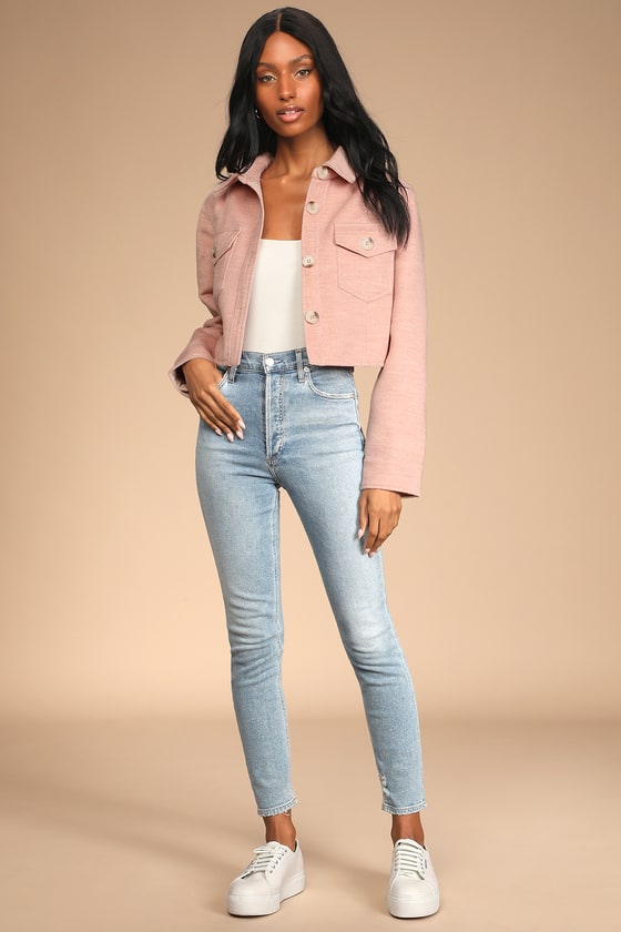 In With the New Mauve Pink Cropped Shacket