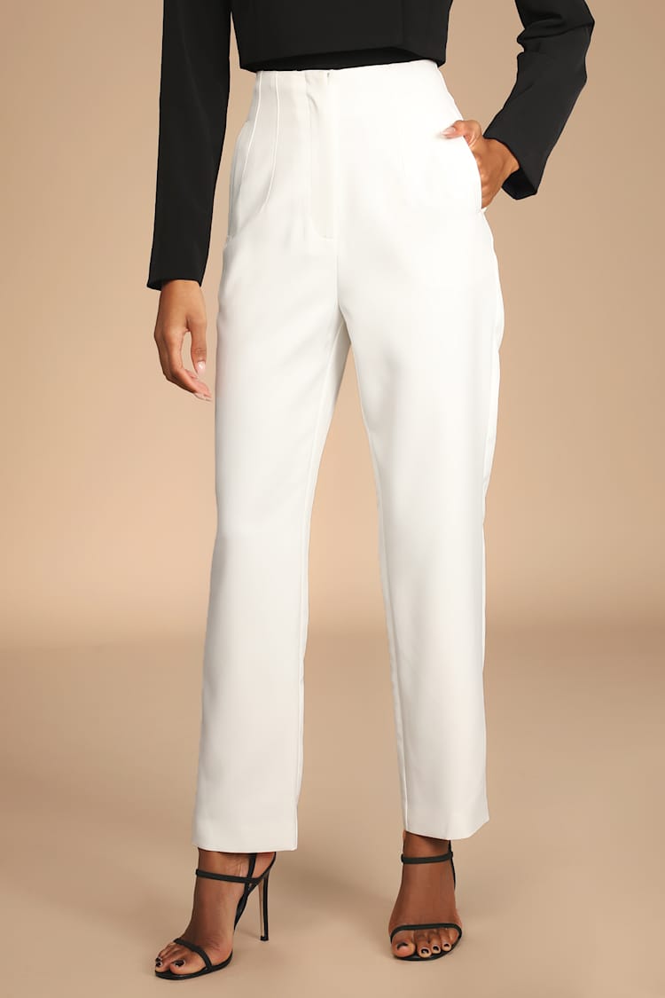 White Pants - Straight Leg Pants - Chic Trouser Pants - Lulus