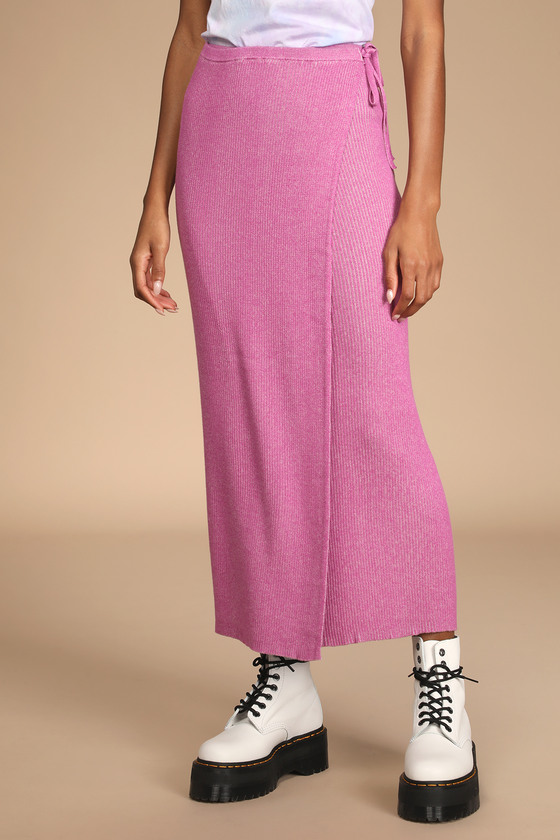 Free People Borderline Midi Skirt - Ribbed Skirt - Wrap Skirt - Lulus
