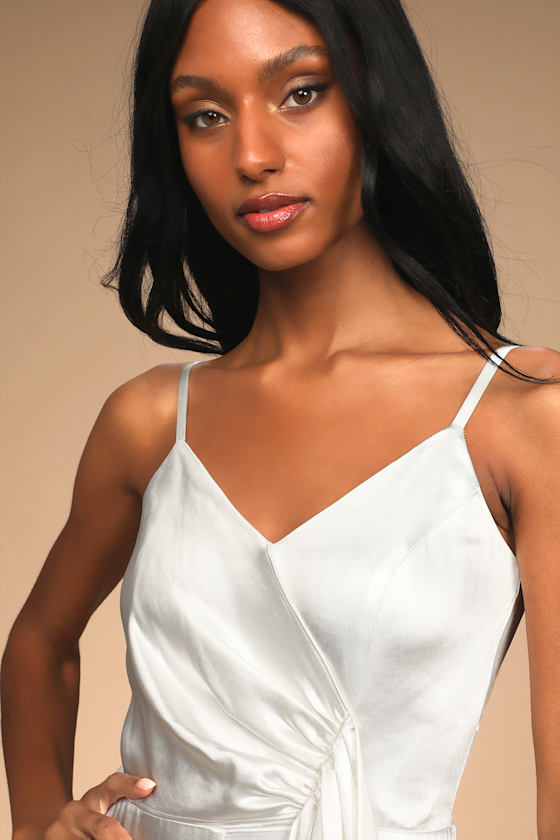 Romantic Expectations Ivory Satin Wide-Leg Jumpsuit 5
