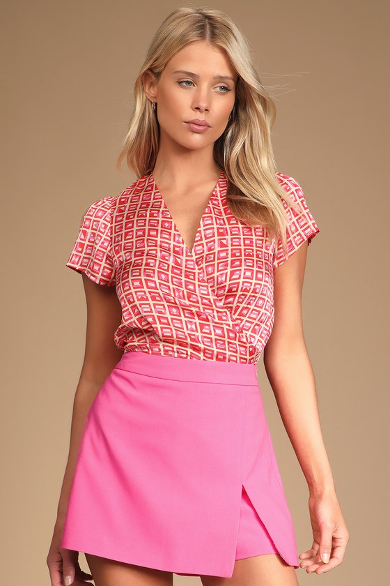 Hot Pink Skort - High-Waisted Skort - Woven Skort - Mini Skort - Lulus