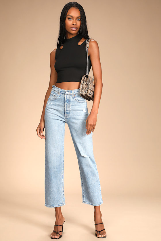 Clear Cut Black Ribbed Cutout Cropped Tank Top 4
