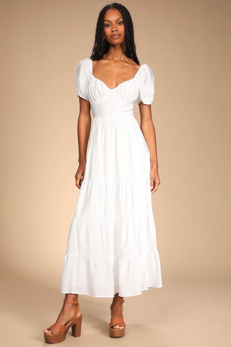 White Maxi Dress - Puff Sleeve Maxi Dress - Tulip Maxi Dress - Lulus