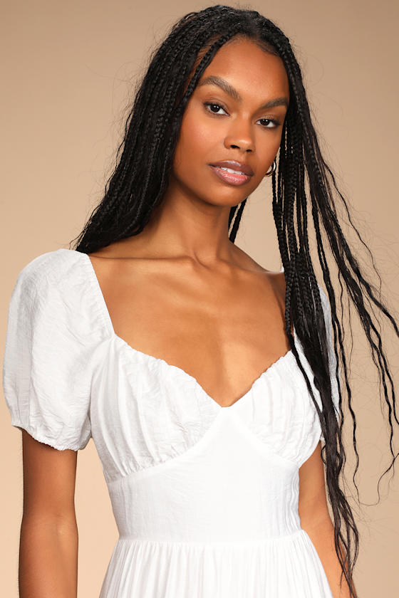 La Vita Bella White Puff Sleeve Maxi Dress 6