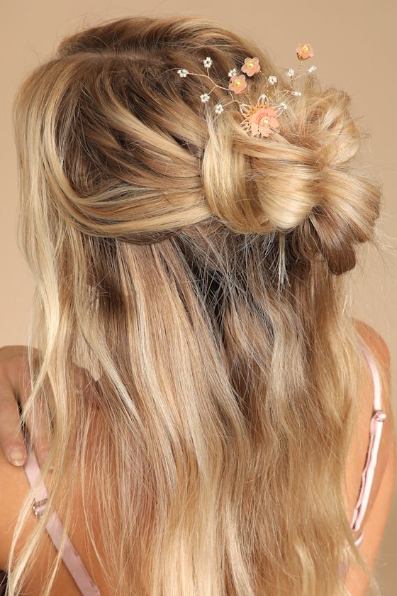 Gold Floral Hair Pin Flower Hair Pin Pink Flower Hair Pin Lulus