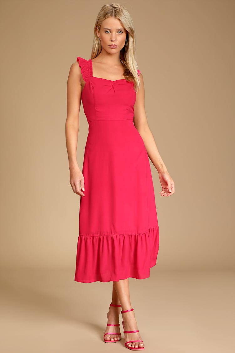 knee length dresses for ladies Arista Sweetheart Midi Dress Red – Hollyhoque main image 0