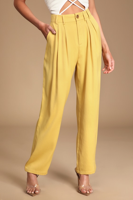 Sophisticated Take Yellow High-Waisted Trouser Pants