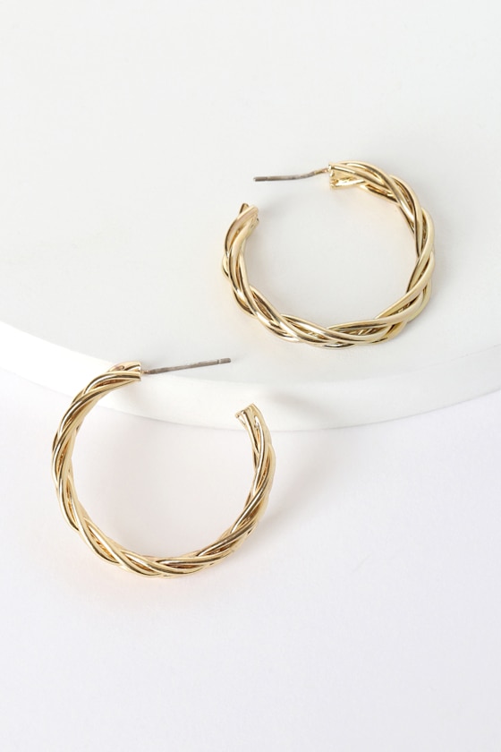 Ten79LA Braided Hoop Earrings 18KT Gold Earrings Open Hoops Lulus