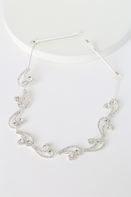 Heavenly Looks Silver Rhinestone Clip-On Headband 2