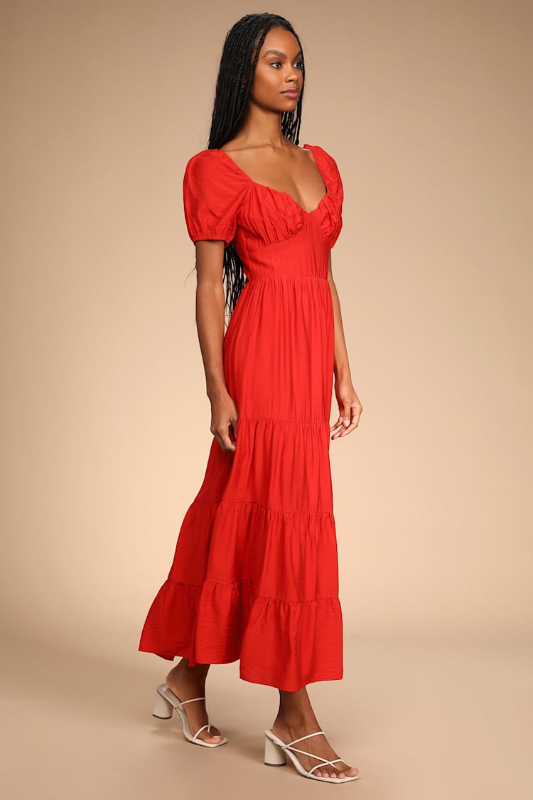 strapless open back dress Lovella Red Polka Dot Maxi Dress