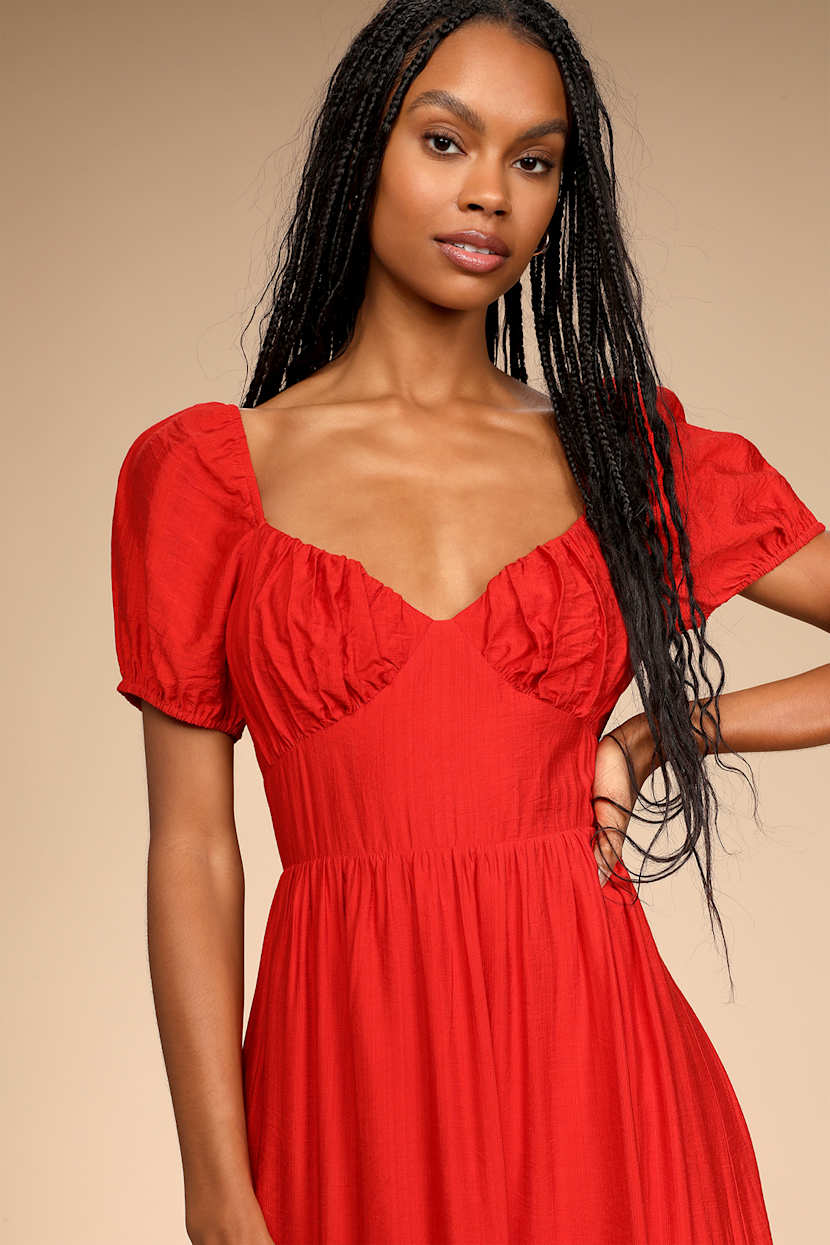 fitted lace wedding dress Beginning Boutique Women's Lucy Red Long Sleeve Mini Dress main image 1