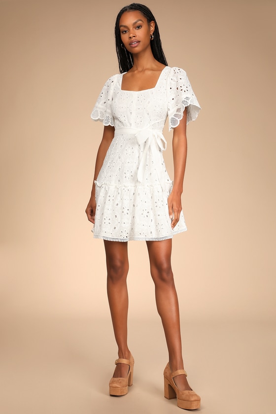 White Cotton Dress Short