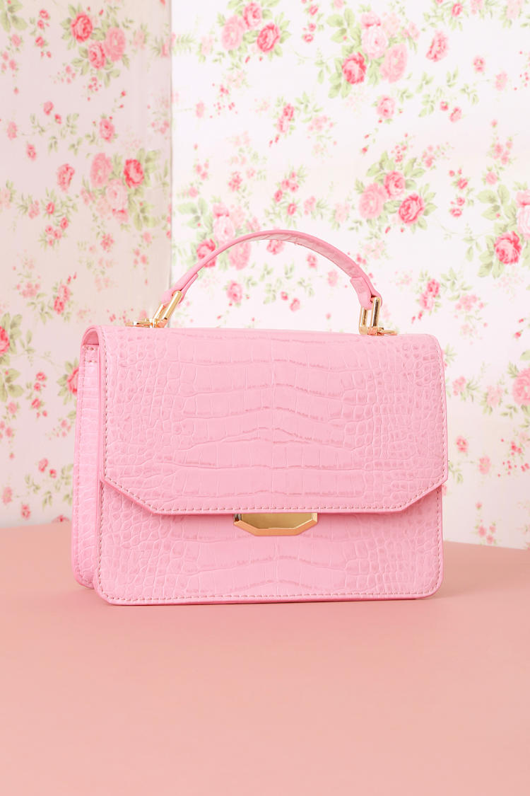 Pink Crocodile Purse - Vegan Leather Handbag - Crossbody Bag - Lulus