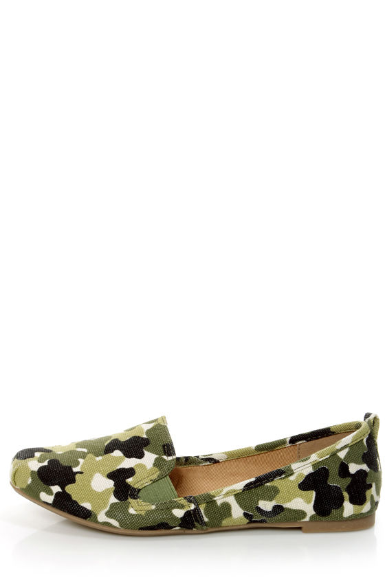 Bamboo Rosalba 01 Camo Print Canvas Deck Shoe Flats - $20.00 - Lulus