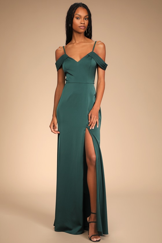 Elegant Emerald Green Spaghetti Strap Mermaid Floor-Length Prom Dress