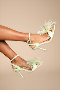 Harlee Mint Green Patent Feather High Heel Sandals
