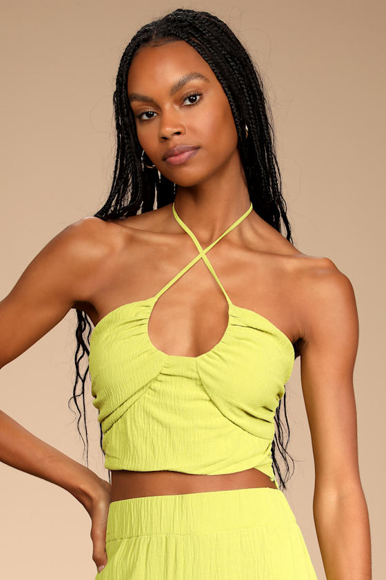 Follow the Breeze Lime Green Halter Crop Top 3