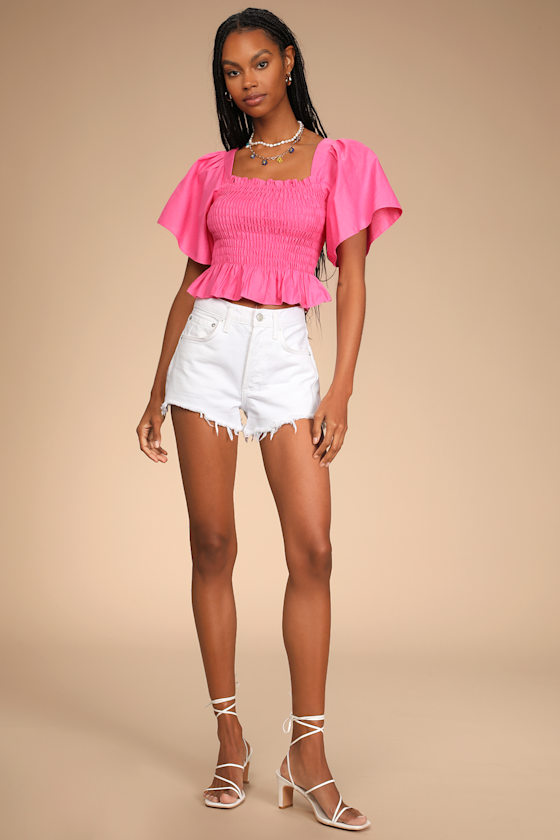 Your Sunshine Hot Pink Flutter Sleeve Top 4