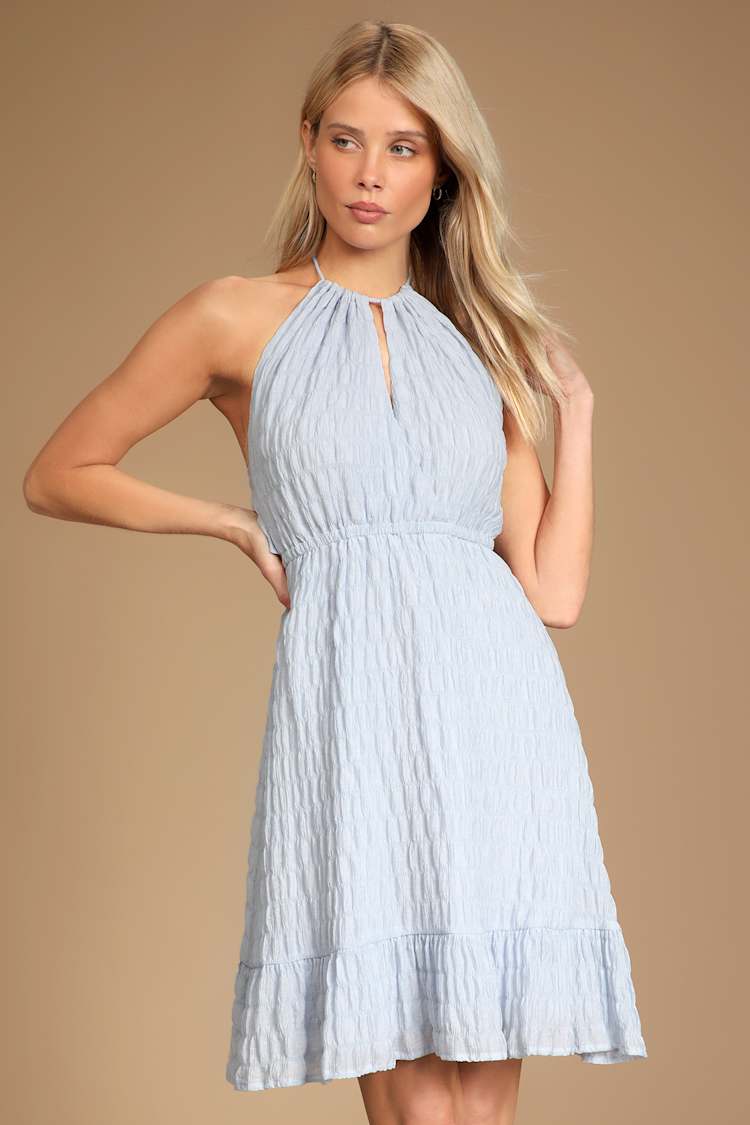 sachin and babi light blue dress Aerie At The Barre Halter Dress main image 0