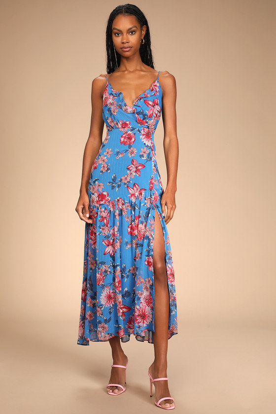 Tropical floral maxi clearance dress