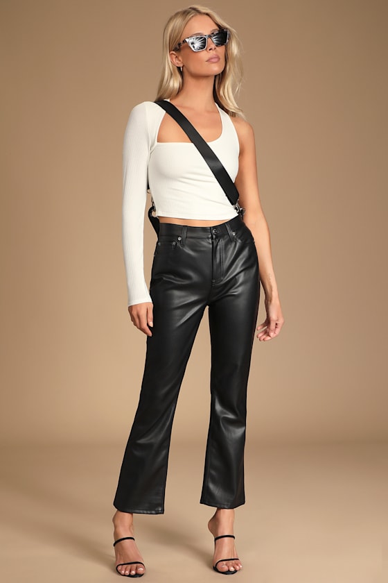 Edge of Style Ivory Ribbed Long Sleeve Asymmetrical Top 5