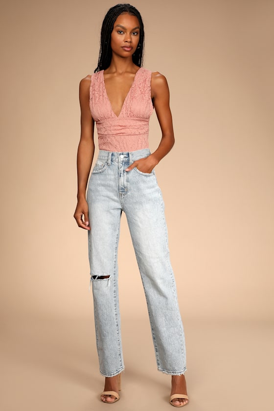 Blush Lace Bodysuit - Sleeveless 