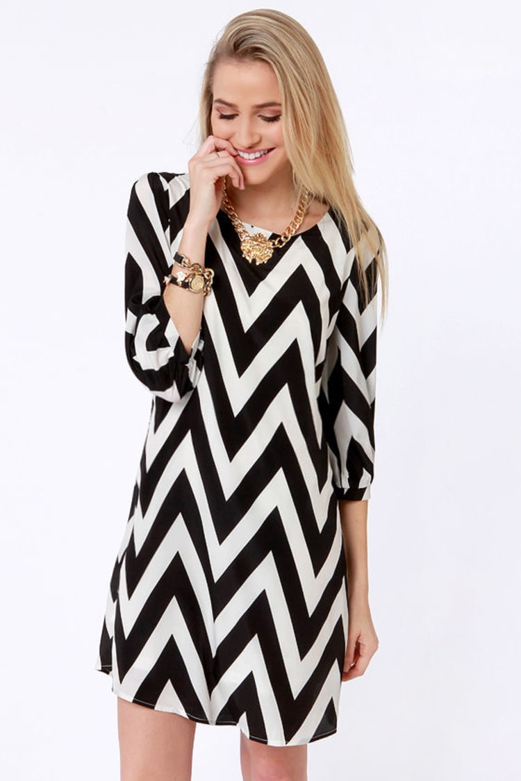 Colorful Chevron Print Sleeveless Knit Dress