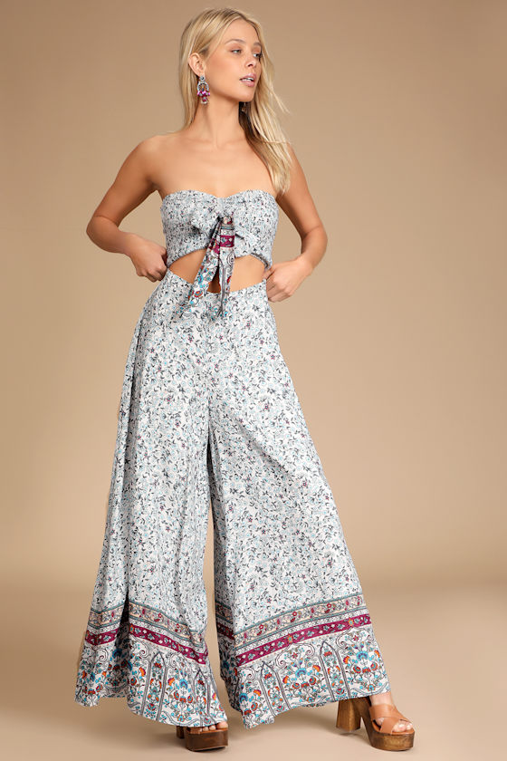 Sunset Fiesta White Multi Floral Print Two-Piece Jumpsuit 6