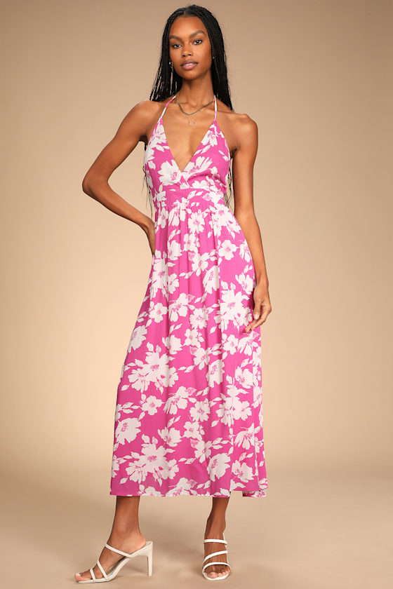 Pink Floral Print Dress Pink Midi Dress Pink Floral Sundress Lulus — free download