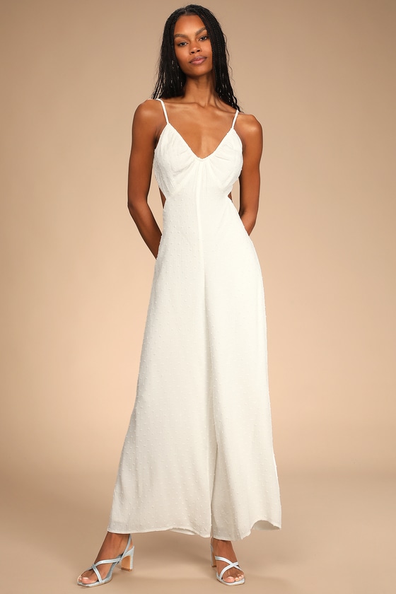 White tie back jumpsuit discount