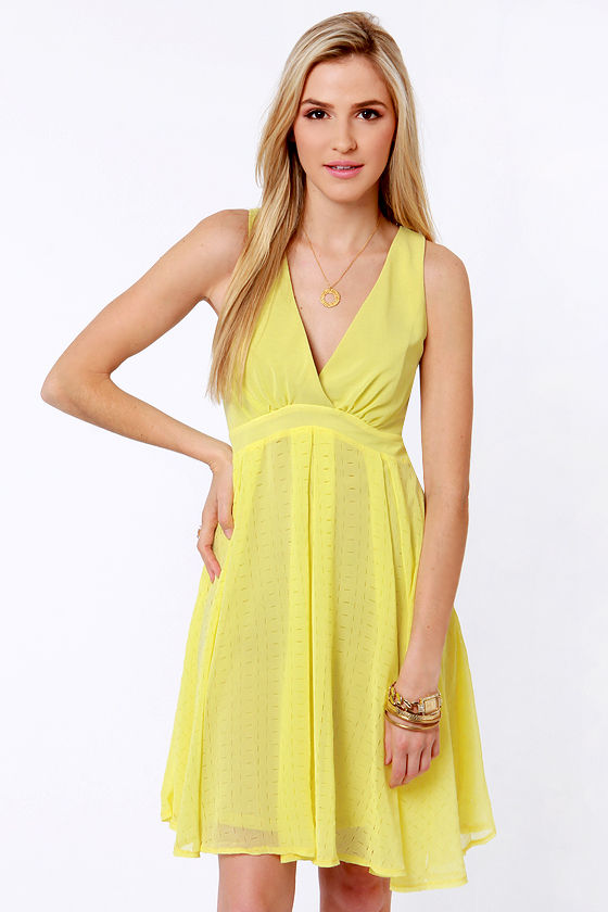 Pretty Yellow Dress - Chiffon Dress - $51.00 - Lulus