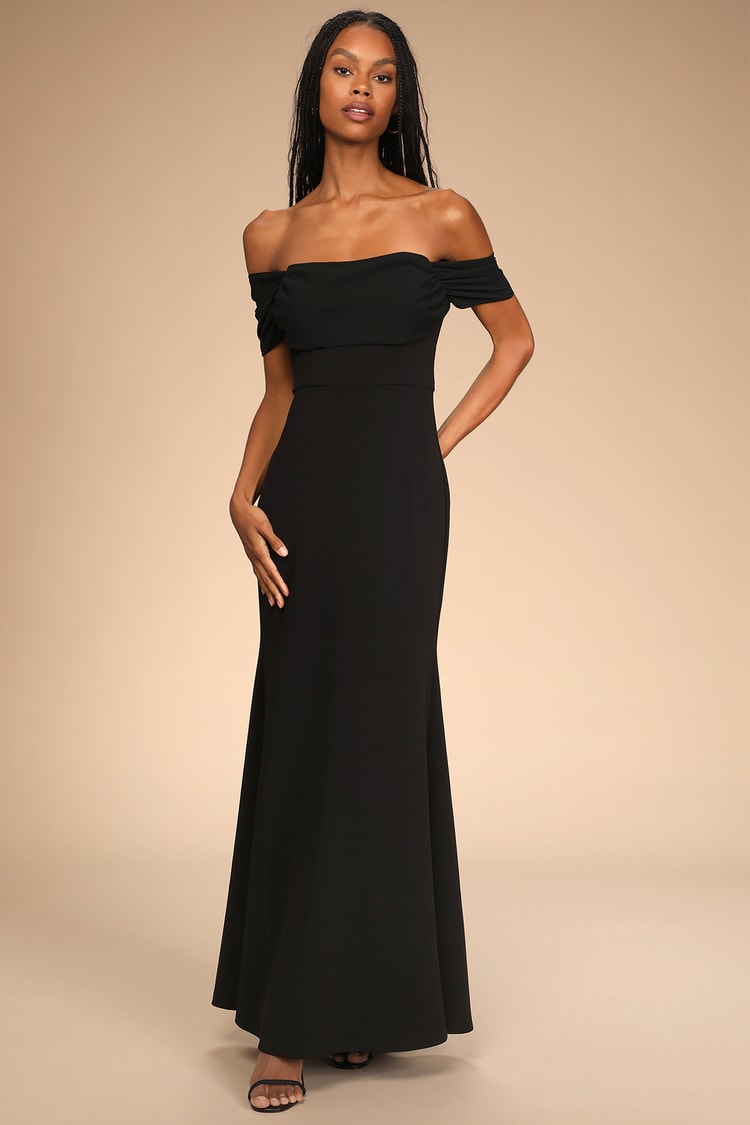 Black Maxi Dress - Off-the-Shoulder Dress - Mermaid Maxi Dress - Lulus