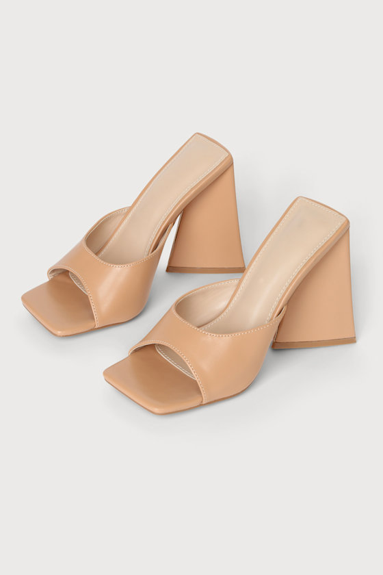 Linea Light Nude Square-Toe High Heel Sandals 3